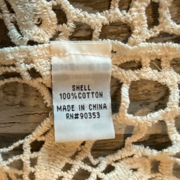 Rebellion Crochet Open Front Cardigan Small Floral Lace Bohemian Festival Dainty - Picture 4 of 8